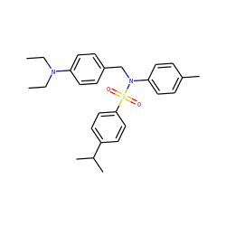 CCN(CC)c1ccc(CN(c2ccc(C)cc2)S(=O)(=O)c2ccc(C(C)C)cc2)cc1 ZINC000095581217
