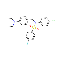CCN(CC)c1ccc(CN(c2ccc(Cl)cc2)S(=O)(=O)c2ccc(F)cc2)cc1 ZINC000095580700