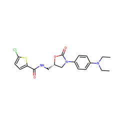 CCN(CC)c1ccc(N2C[C@H](CNC(=O)c3ccc(Cl)s3)OC2=O)cc1 ZINC000034341550