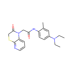 CCN(CC)c1ccc(NC(=O)CN2C(=O)CSc3ncccc32)c(C)c1 ZINC000004912970