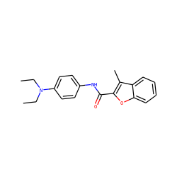 CCN(CC)c1ccc(NC(=O)c2oc3ccccc3c2C)cc1 ZINC000000359396