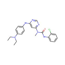 CCN(CC)c1ccc(Nc2cc(N(C)C(=O)Nc3ccccc3Cl)ncn2)cc1 ZINC000053268189
