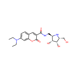 CCN(CC)c1ccc2cc(C(=O)NC[C@H]3N[C@H](CO)[C@H](O)[C@@H]3O)c(=O)oc2c1 ZINC000026005309