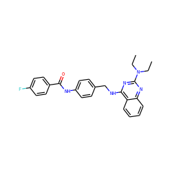 CCN(CC)c1nc(NCc2ccc(NC(=O)c3ccc(F)cc3)cc2)c2ccccc2n1 ZINC000144370892