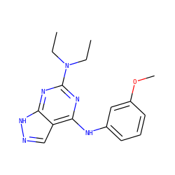 CCN(CC)c1nc(Nc2cccc(OC)c2)c2cn[nH]c2n1 ZINC000096928457