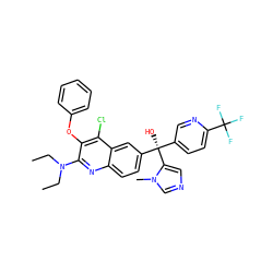 CCN(CC)c1nc2ccc([C@@](O)(c3ccc(C(F)(F)F)nc3)c3cncn3C)cc2c(Cl)c1Oc1ccccc1 ZINC000219782355