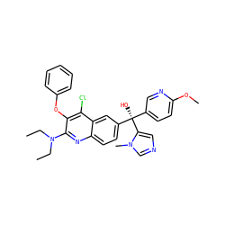 CCN(CC)c1nc2ccc([C@@](O)(c3ccc(OC)nc3)c3cncn3C)cc2c(Cl)c1Oc1ccccc1 ZINC000219778224