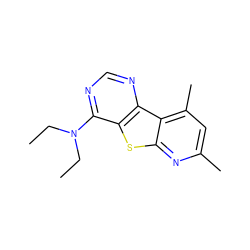 CCN(CC)c1ncnc2c1sc1nc(C)cc(C)c12 ZINC000000159163