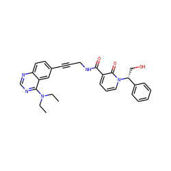 CCN(CC)c1ncnc2ccc(C#CCNC(=O)c3cccn([C@H](CO)c4ccccc4)c3=O)cc12 ZINC000096176313