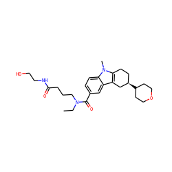 CCN(CCCC(=O)NCCO)C(=O)c1ccc2c(c1)c1c(n2C)CC[C@@H](C2CCOCC2)C1 ZINC000084758144