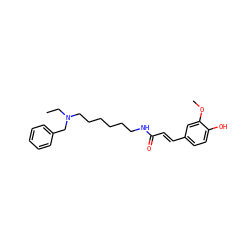 CCN(CCCCCCNC(=O)/C=C/c1ccc(O)c(OC)c1)Cc1ccccc1 ZINC000653715434