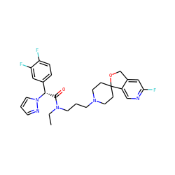 CCN(CCCN1CCC2(CC1)OCc1cc(F)ncc12)C(=O)[C@@H](c1ccc(F)c(F)c1)n1cccn1 ZINC000040879658