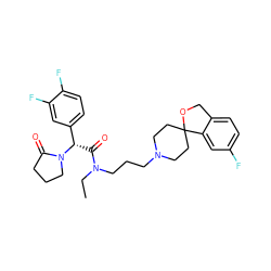 CCN(CCCN1CCC2(CC1)OCc1ccc(F)cc12)C(=O)[C@@H](c1ccc(F)c(F)c1)N1CCCC1=O ZINC000038914009