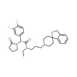 CCN(CCCN1CCC2(CC1)OCc1ccccc12)C(=O)[C@@H](c1ccc(F)c(F)c1)N1CCCC1=O ZINC000003963248