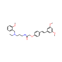CCN(CCCNC(=O)COc1ccc(/C=C/c2cc(OC)cc(OC)c2)cc1)Cc1ccccc1OC ZINC000653737777