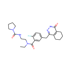 CCN(CCNC(=O)N1CCCC1)C(=O)c1cc(Cc2n[nH]c(=O)c3c2CCCC3)ccc1F ZINC000147355393