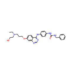 CCN(CCO)CCCOc1ccc2c(Nc3ccc(NC(=O)NCc4ccccc4)cc3)ncnc2c1 ZINC000473245306