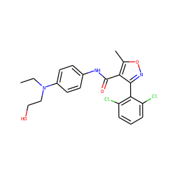 CCN(CCO)c1ccc(NC(=O)c2c(-c3c(Cl)cccc3Cl)noc2C)cc1 ZINC000028133688