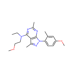 CCN(CCOC)c1nc(C)nc2c1c(C)nn2-c1ccc(OC)cc1C ZINC000045253821