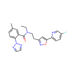 CCN(CCc1cc(-c2ccc(F)cn2)on1)C(=O)c1cc(C)ccc1-n1nccn1 ZINC000142924900