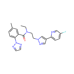 CCN(CCn1cc(-c2ccc(F)cn2)cn1)C(=O)c1cc(C)ccc1-n1nccn1 ZINC000143665579