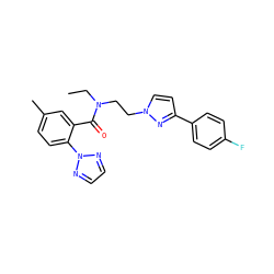 CCN(CCn1ccc(-c2ccc(F)cc2)n1)C(=O)c1cc(C)ccc1-n1nccn1 ZINC000143659400