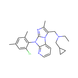 CCN(Cc1c(C)nc2n(-c3c(C)cc(C)cc3Cl)c3ncccc3n12)CC1CC1 ZINC000028903741