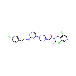 CCN(Cc1c(Cl)cncc1Cl)C(=O)CN1CCN(c2ccnc(NCCc3ccc(Cl)cc3)n2)CC1 ZINC000071316301