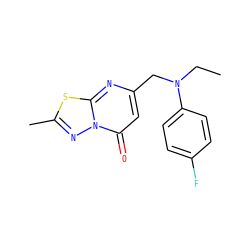 CCN(Cc1cc(=O)n2nc(C)sc2n1)c1ccc(F)cc1 ZINC000058232249