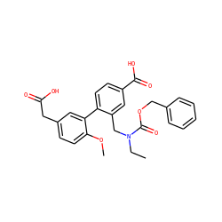 CCN(Cc1cc(C(=O)O)ccc1-c1cc(CC(=O)O)ccc1OC)C(=O)OCc1ccccc1 ZINC000066075319