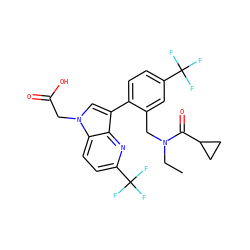 CCN(Cc1cc(C(F)(F)F)ccc1-c1cn(CC(=O)O)c2ccc(C(F)(F)F)nc12)C(=O)C1CC1 ZINC000205699435