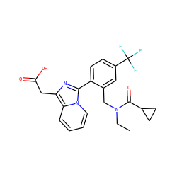 CCN(Cc1cc(C(F)(F)F)ccc1-c1nc(CC(=O)O)c2ccccn12)C(=O)C1CC1 ZINC000208541490