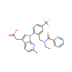 CCN(Cc1cc(C(F)(F)F)ccc1-n1cc(CC(=O)O)c2ccc(C)nc21)C(=O)c1ccccn1 ZINC000208721131