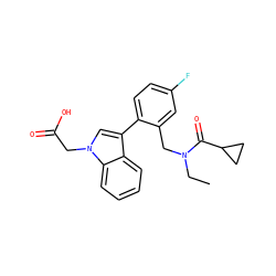 CCN(Cc1cc(F)ccc1-c1cn(CC(=O)O)c2ccccc12)C(=O)C1CC1 ZINC000208605205