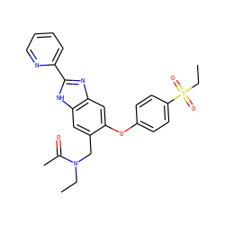 CCN(Cc1cc2[nH]c(-c3ccccn3)nc2cc1Oc1ccc(S(=O)(=O)CC)cc1)C(C)=O ZINC000045387719