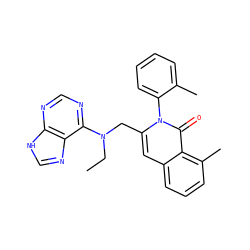 CCN(Cc1cc2cccc(C)c2c(=O)n1-c1ccccc1C)c1ncnc2[nH]cnc12 ZINC000088345857