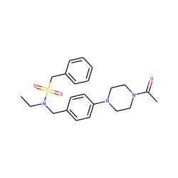 CCN(Cc1ccc(N2CCN(C(C)=O)CC2)cc1)S(=O)(=O)Cc1ccccc1 ZINC000147262674