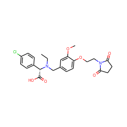 CCN(Cc1ccc(OCCN2C(=O)CCC2=O)c(OC)c1)[C@H](C(=O)O)c1ccc(Cl)cc1 ZINC000225148600