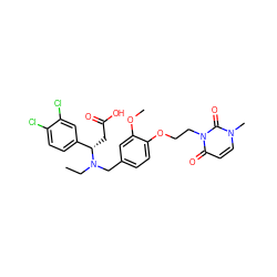 CCN(Cc1ccc(OCCn2c(=O)ccn(C)c2=O)c(OC)c1)[C@@H](CC(=O)O)c1ccc(Cl)c(Cl)c1 ZINC000225130838