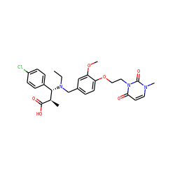 CCN(Cc1ccc(OCCn2c(=O)ccn(C)c2=O)c(OC)c1)[C@@H](c1ccc(Cl)cc1)[C@@H](C)C(=O)O ZINC000225129381