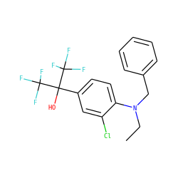 CCN(Cc1ccccc1)c1ccc(C(O)(C(F)(F)F)C(F)(F)F)cc1Cl ZINC000038149642