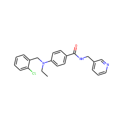 CCN(Cc1ccccc1Cl)c1ccc(C(=O)NCc2cccnc2)cc1 ZINC000072141427