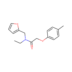 CCN(Cc1ccco1)C(=O)COc1ccc(C)cc1 ZINC000045441435