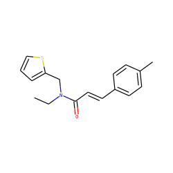 CCN(Cc1cccs1)C(=O)/C=C/c1ccc(C)cc1 ZINC000060675744