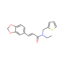 CCN(Cc1cccs1)C(=O)/C=C/c1ccc2c(c1)OCO2 ZINC000025629921