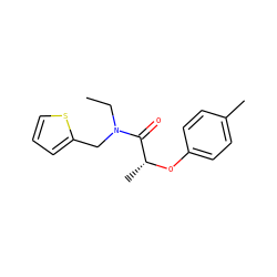 CCN(Cc1cccs1)C(=O)[C@@H](C)Oc1ccc(C)cc1 ZINC000060675737