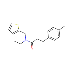 CCN(Cc1cccs1)C(=O)CCc1ccc(C)cc1 ZINC000073118570