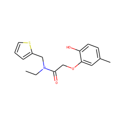 CCN(Cc1cccs1)C(=O)COc1cc(C)ccc1O ZINC000143692280