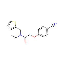 CCN(Cc1cccs1)C(=O)COc1ccc(C#N)cc1 ZINC000007269779
