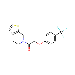 CCN(Cc1cccs1)C(=O)COc1ccc(C(F)(F)F)cc1 ZINC000643610529